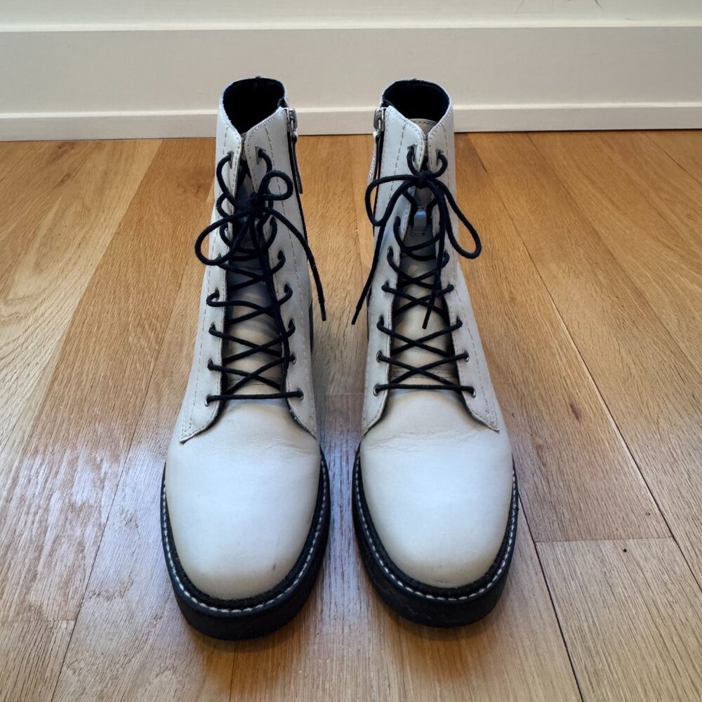 SCHUTZ McKenzie Pearl White Combat Boots - Womens Size 8 - Picture 3 of 7